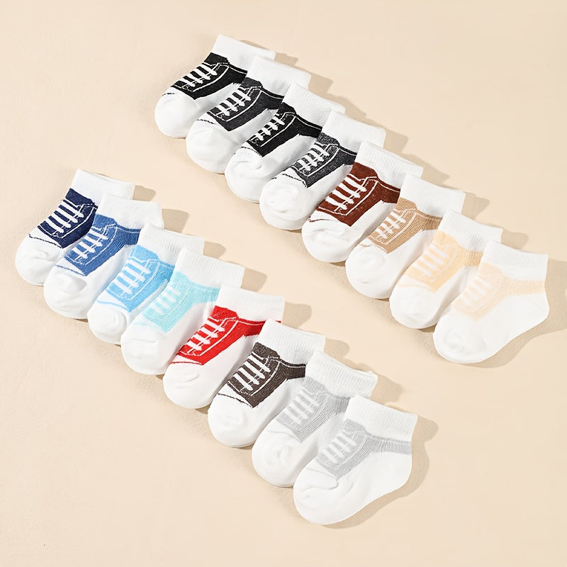 16-Pair Bundle Cute Shoe - Soft Non-Slip Sole Baby Boys Girls Socks, /MH
