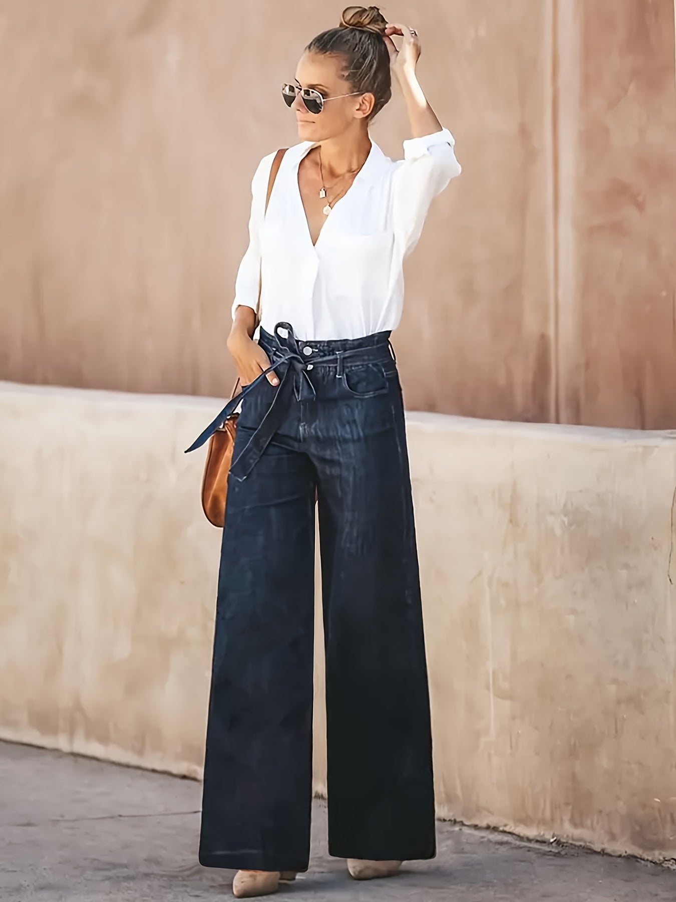 Women'S Stretch High-Waisted Wide-Leg Jeans - ./MH