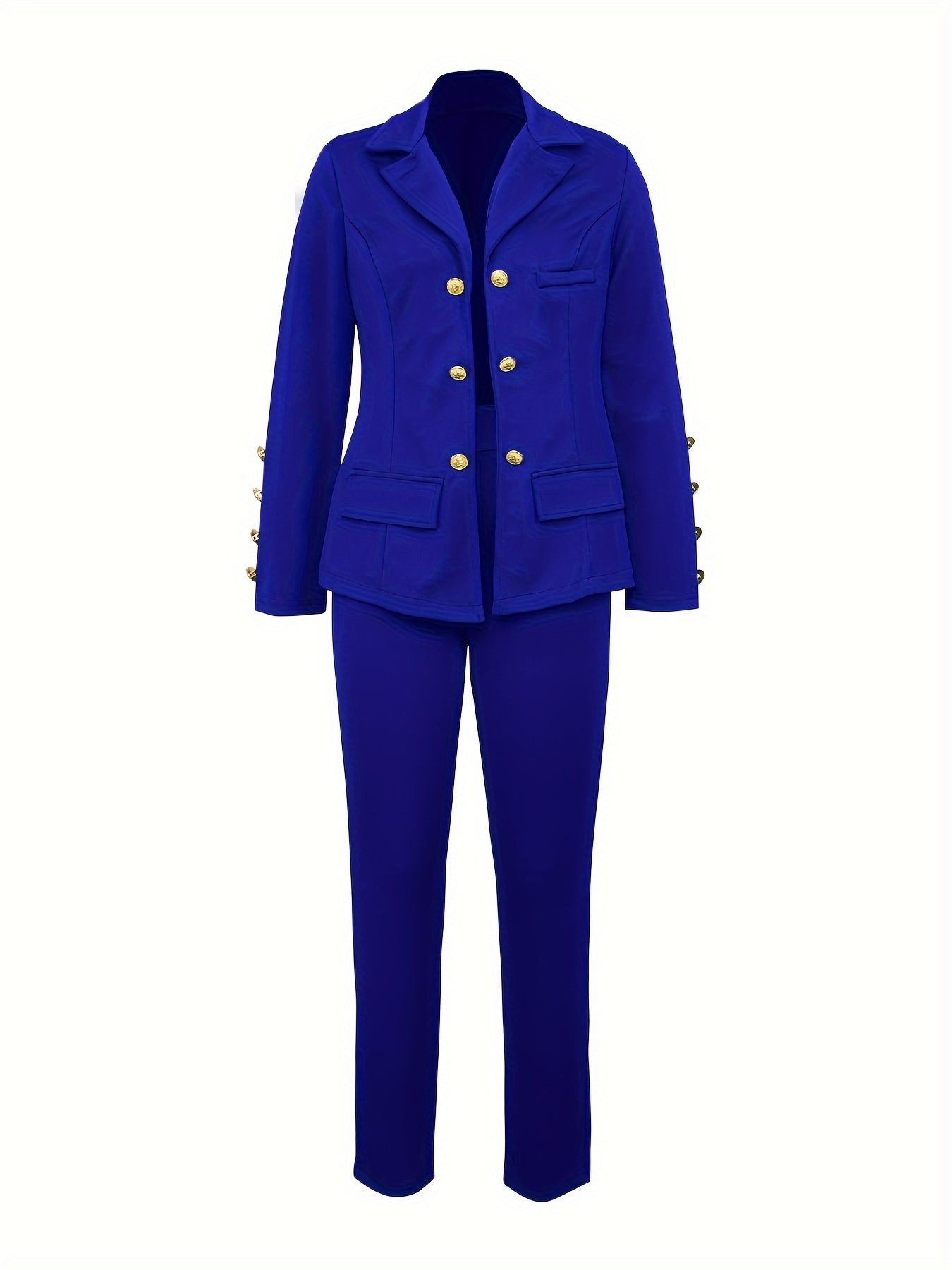 Business Casual Two-piece Set, Double-breasted Lapel Blazer.