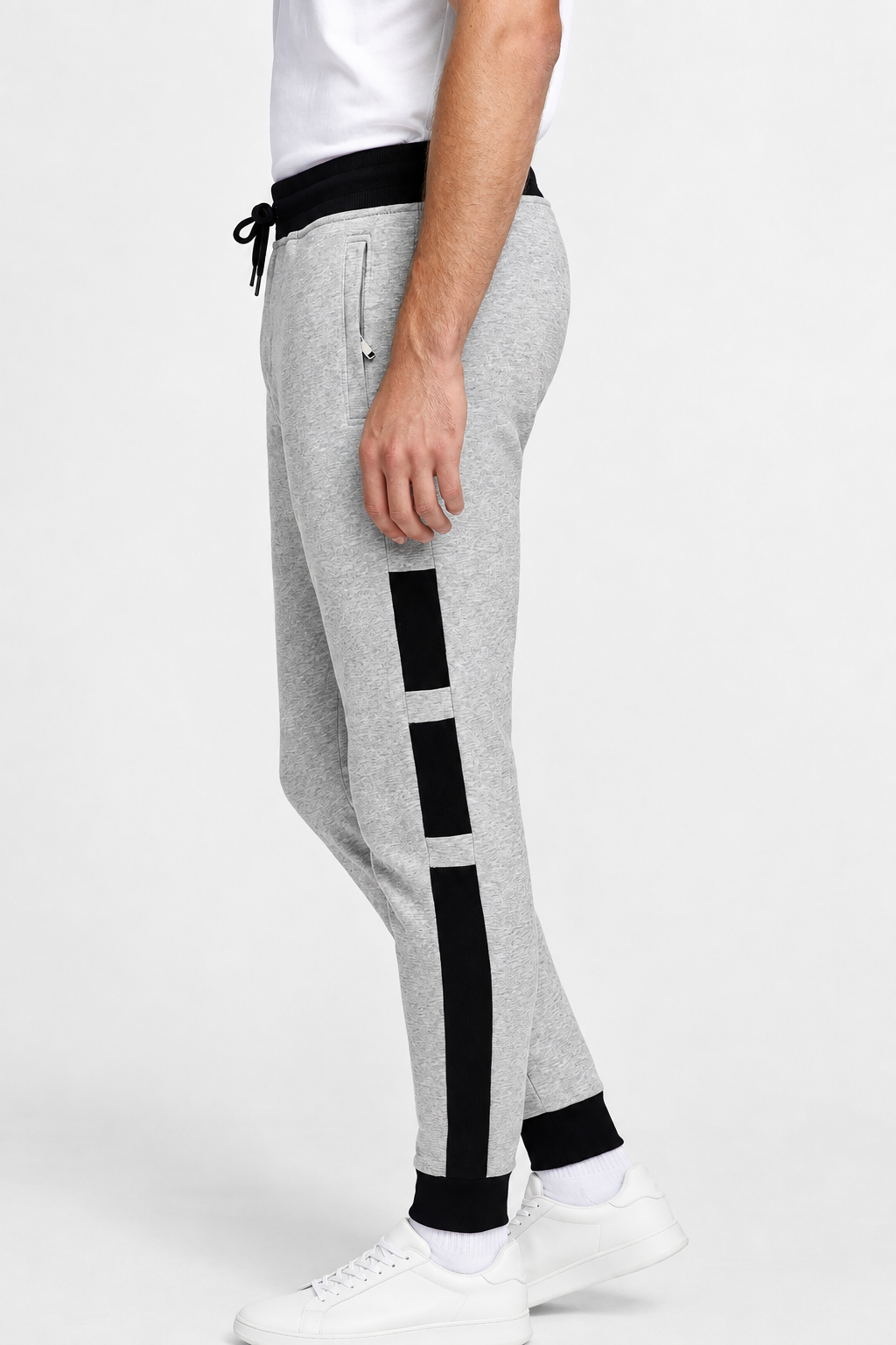 Men’s Grey Trouser with Dark Black Stripe Panels | (Sizes S/30-XXL/38) | MH