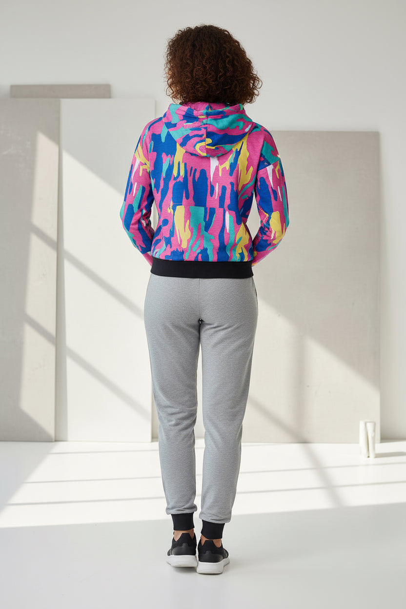 Women's Contrast Waistband Slim-Fit Joggers with Zip Pockets, 6 Colored | Sizes S-XL | MH