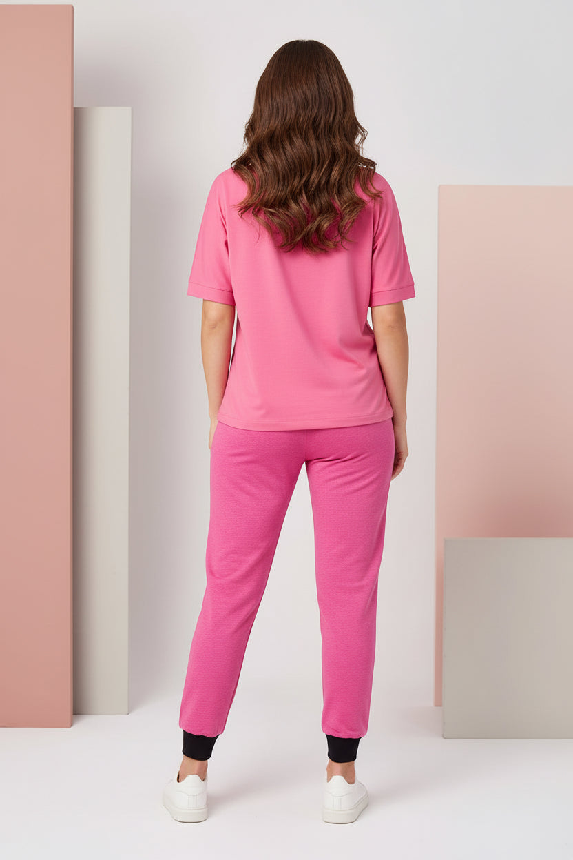 Women's Contrast Waistband Slim-Fit Joggers with Zip Pockets, 6 Colored | Sizes S-XL | MH