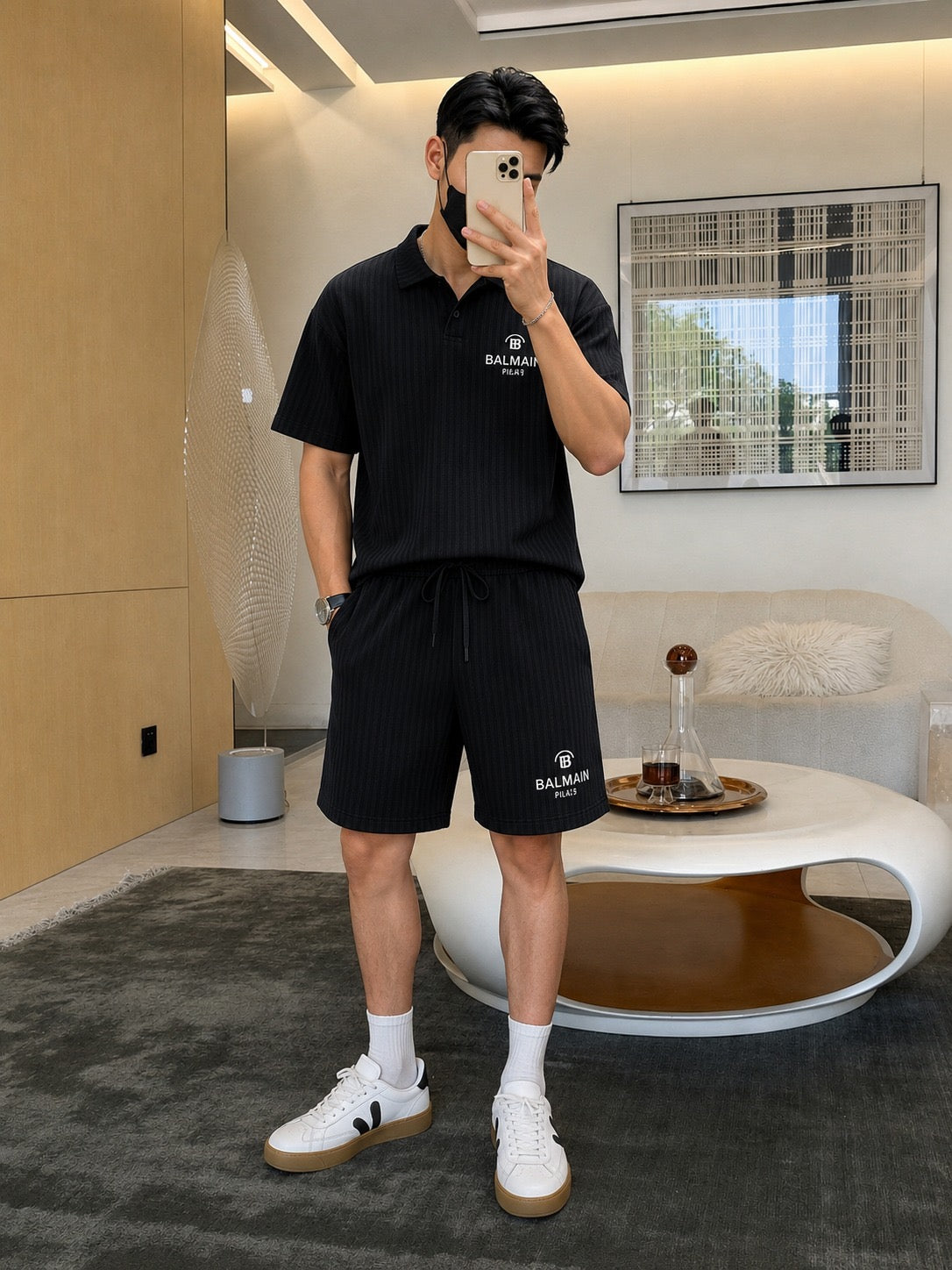 Men’s Polo Shirt & Shorts Co-ord Set | Matching Loungewear Tracksuit | Black Grey Navy White More Color | Sizes M–XXL | MH
