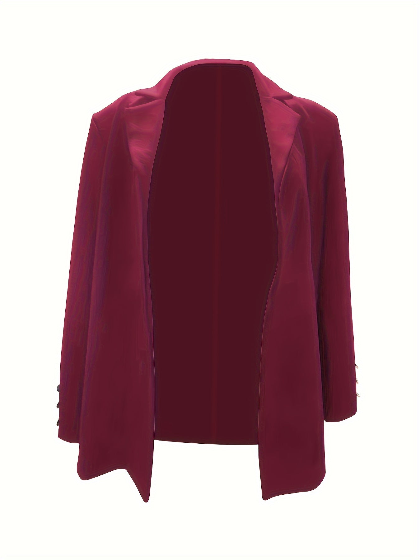 Solid Open Front Lapel Blazer, Elegant Button Decor Long Sleeve Blazer.