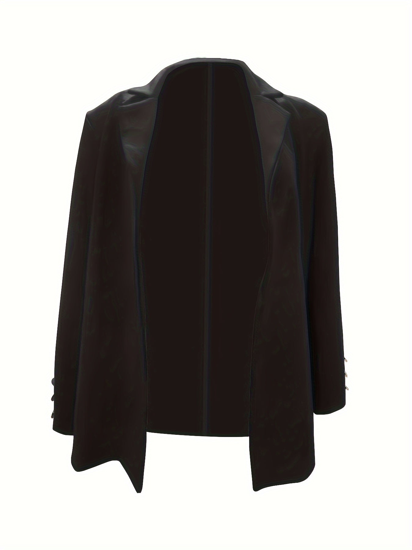 Solid Open Front Lapel Blazer, Elegant Button Decor Long Sleeve Blazer.