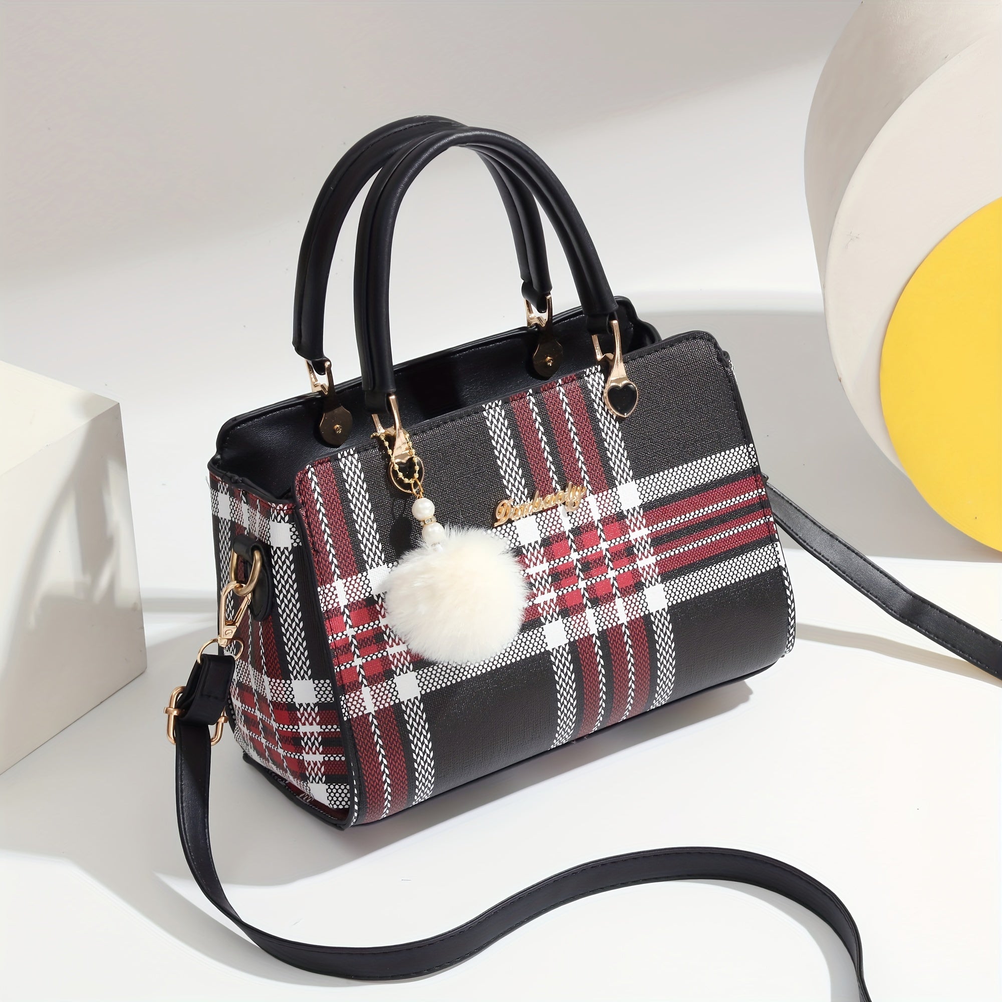 Letter Decor Satchel Bag, Stylish Top Handle Purse,