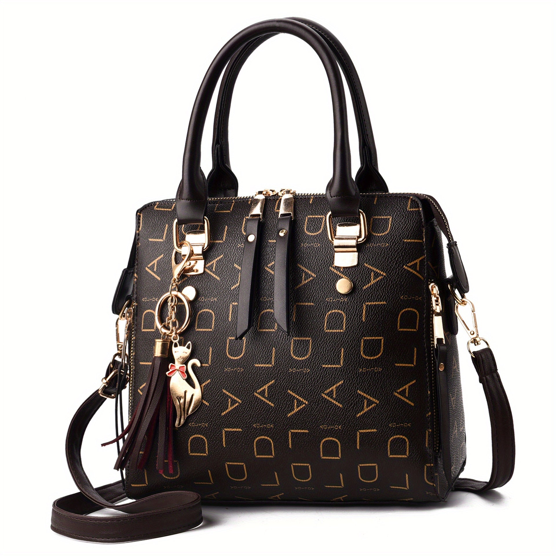 Letter Print Handbag, Tassel Decor Square Crossbody Bag,