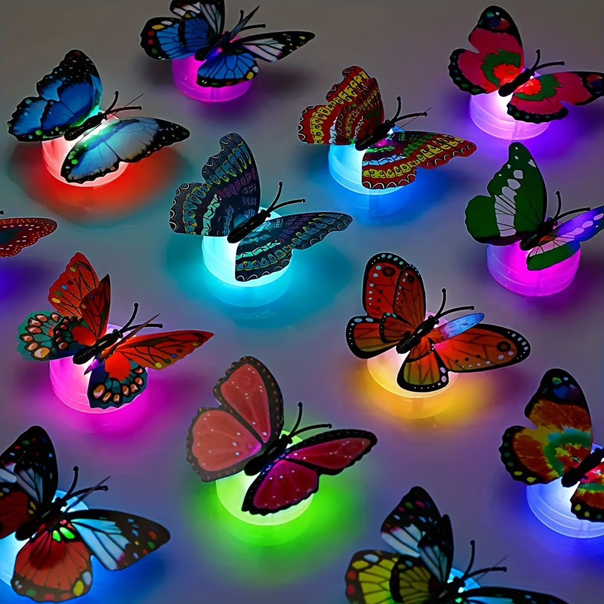 Colorful Glowing Butterfly Night Light - 3D LED Wall Sticker - Battery-Powered Room Decoration Easter Gift