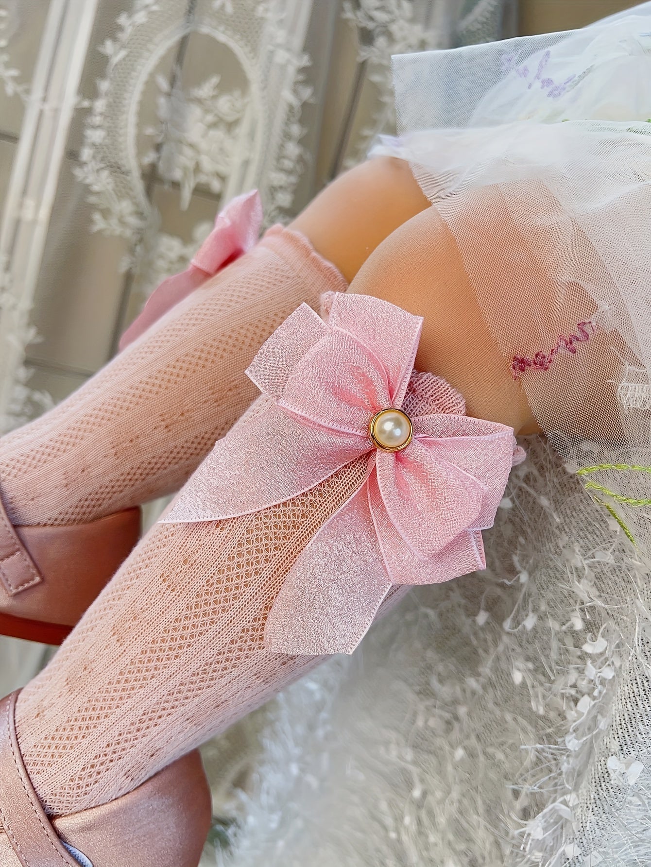 1/3 Pairs Of Girl's Cute Knee-High Socks with A Big Bow,/MH