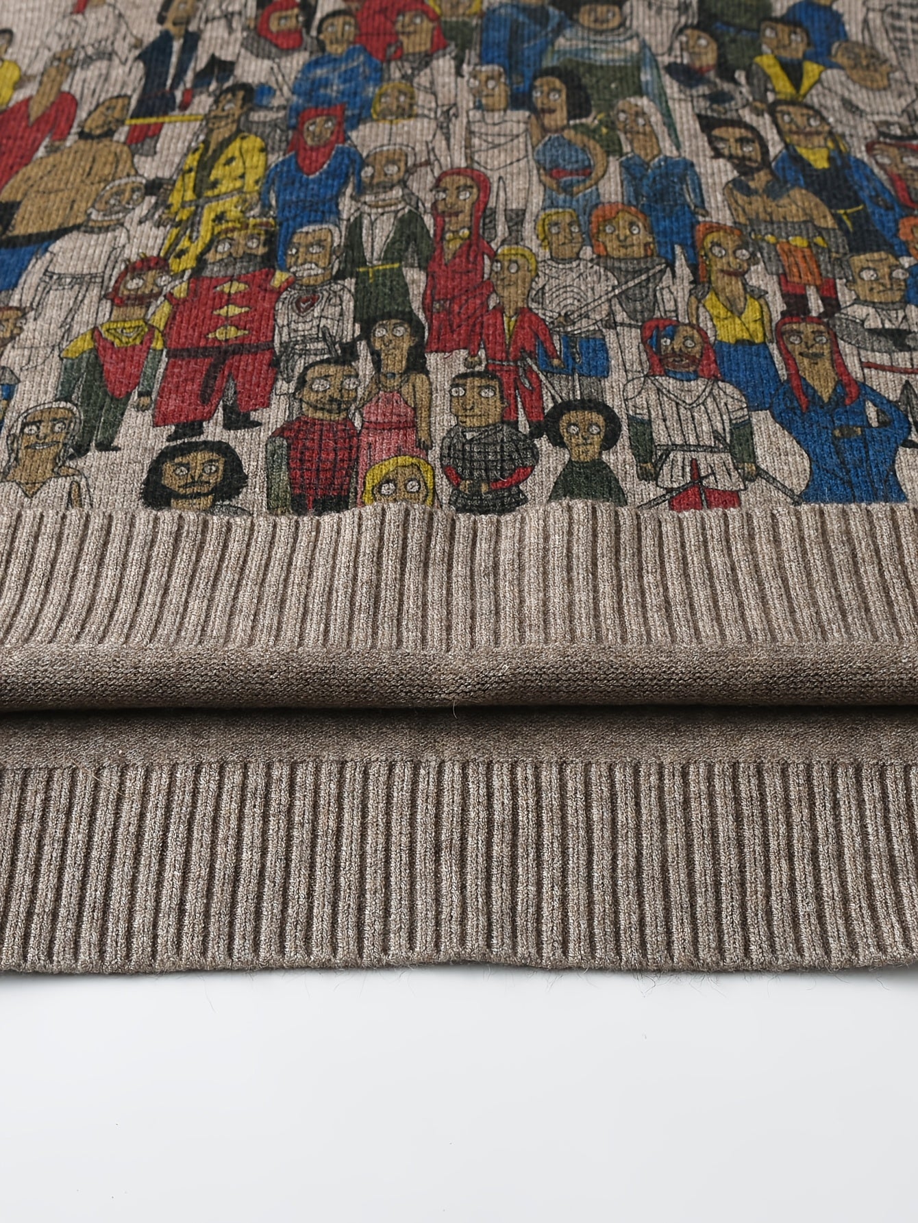 Men'S Cartoon Print Crew Neck Sweater, Casual Street Style Knit Pullover,