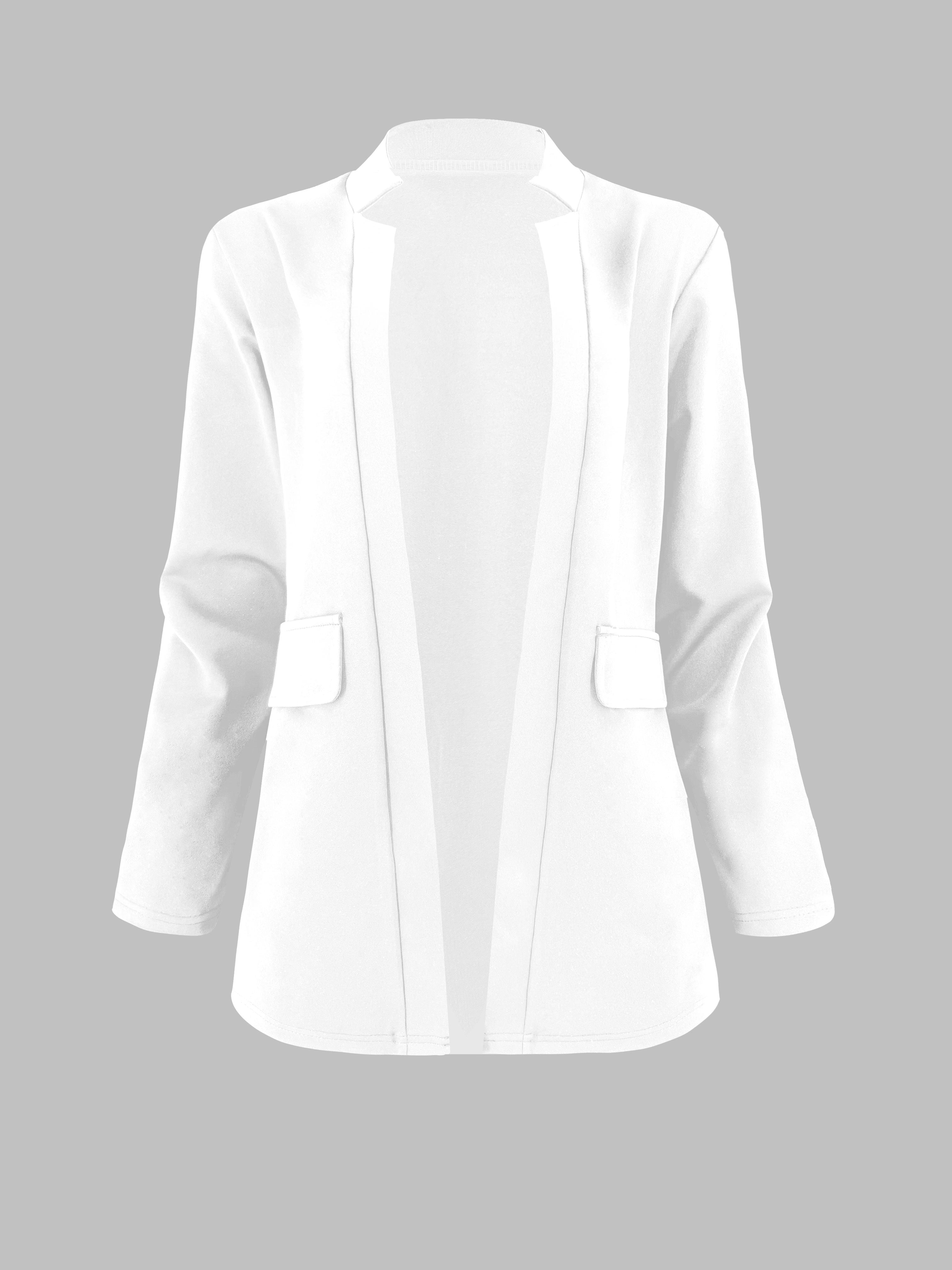 Solid Open Front Blazer, Casual Long Sleeve Blazer For Office,