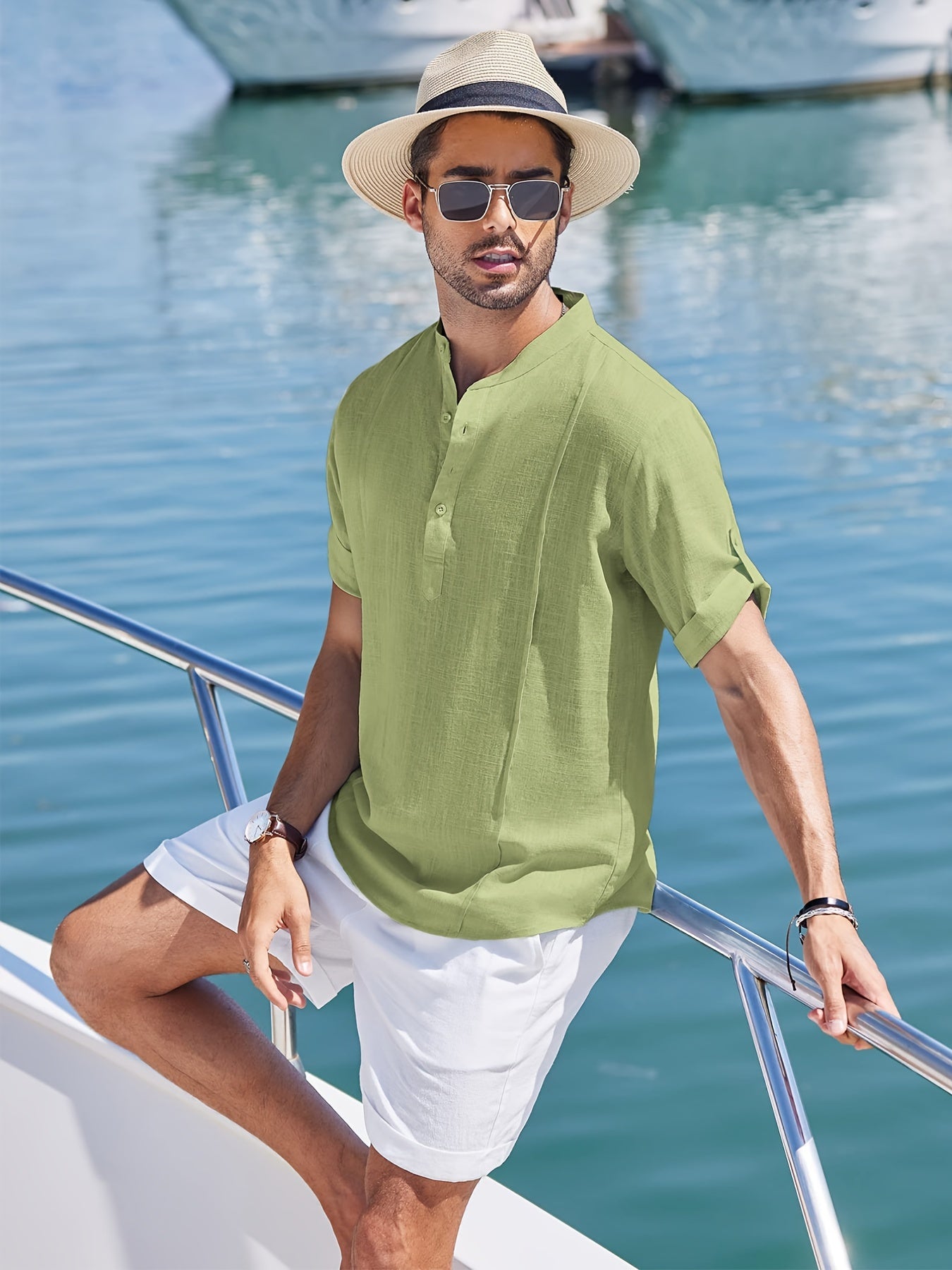 Men's Cotton & Ramie Fiber Shirt Top Turn-Down Collar Long Sleeve Closure Male Casual Shirt For Men Daily Vacation Streetwear