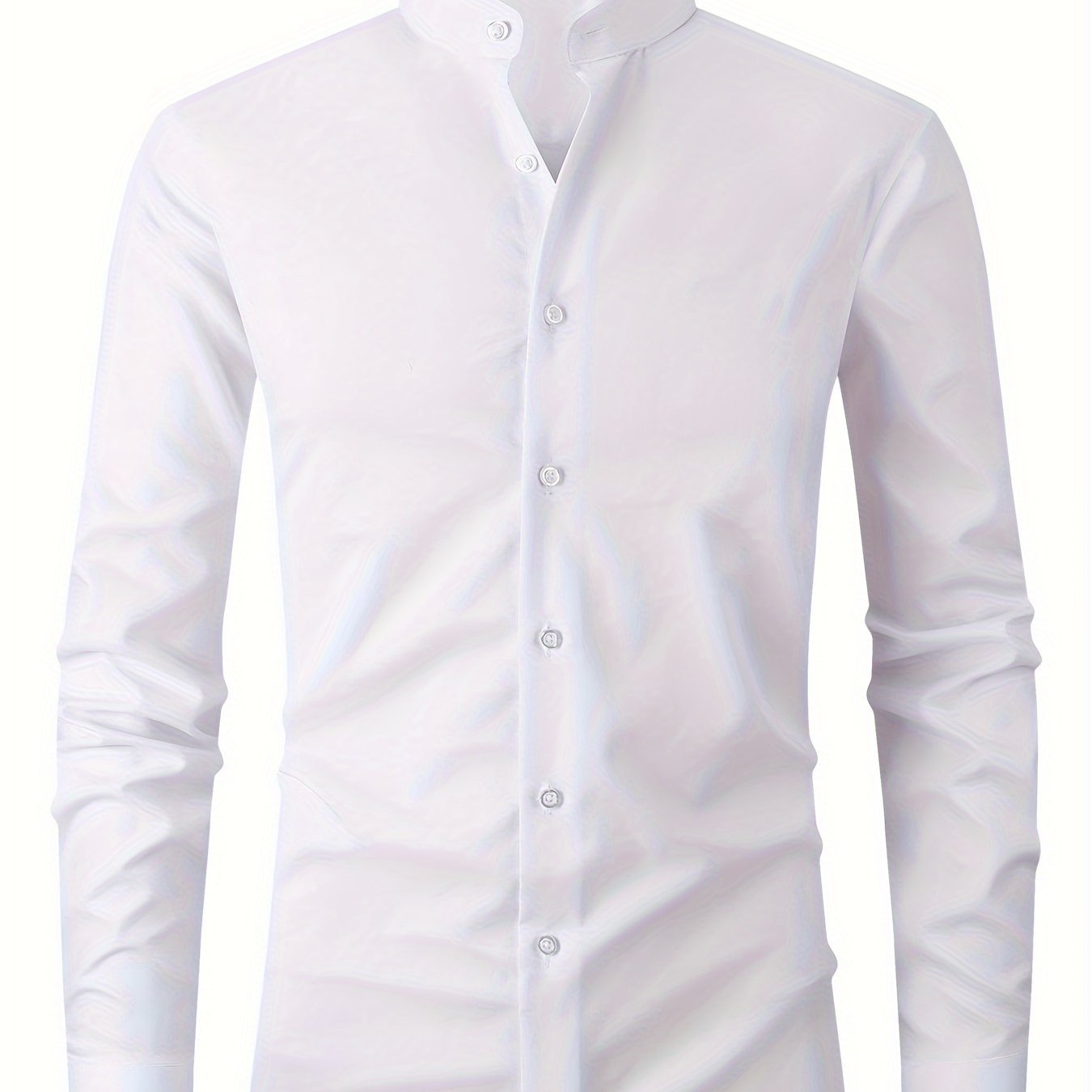 Men's Solid Color Mandarin Collar Design Dress Shirts,
