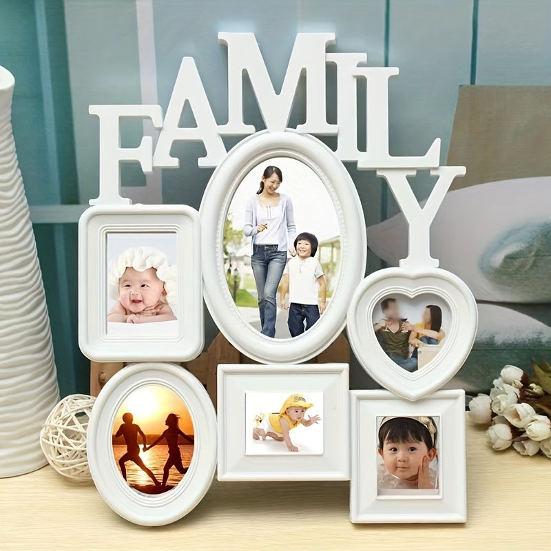 Family Photo Frame Wall Hanging 6 Multi-Sized Pictures Holder Display Home Decor Gift, Halloween, Thanksgiving And Christmas Gift