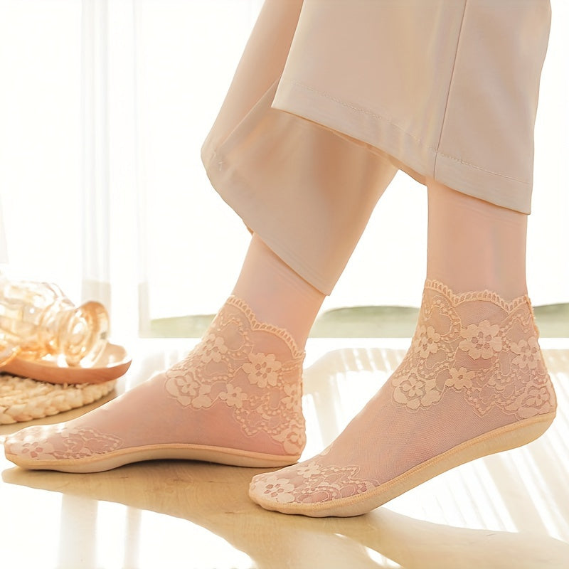 [Breathable Lace Socks] 5 Pairs Ultra-Thin Women’s/MH