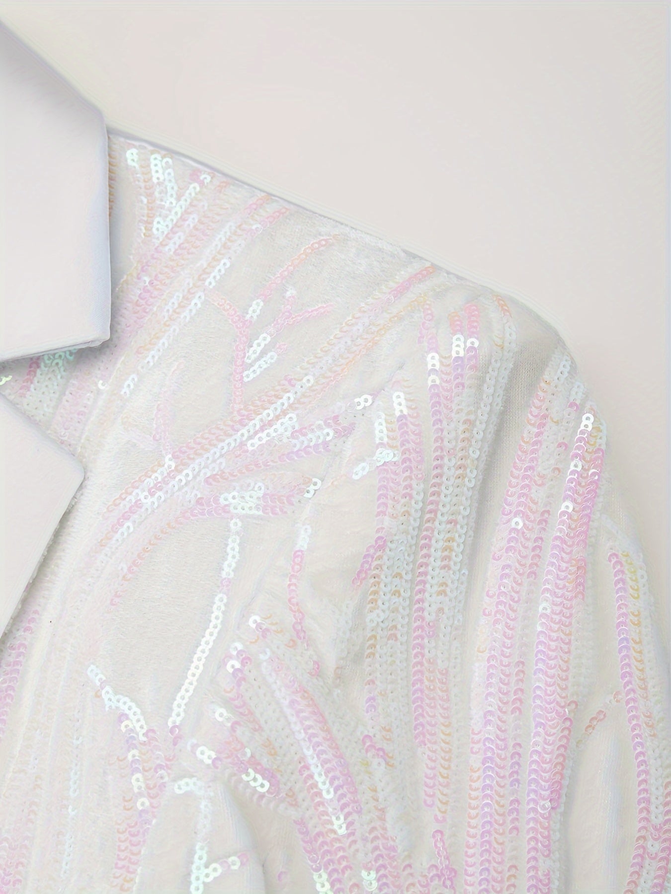 Shiny Sequins Blazer, Men's Semi-formal One Button Lapel Suit Jacket .