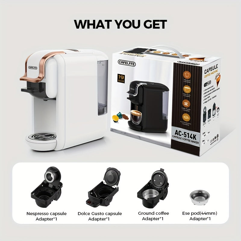 1pc Coffee Maker For Single Pods CAFELFFE 4 In 1 Coffee Machine Hot/Cold Dolce Gusto Milk Nespresso Capsule ESE Pod Ground Coffee Cafeteria 19Bar Teacher's Day Halloween Christmas Wedding Birthday Valentines Day Gift Coffee T