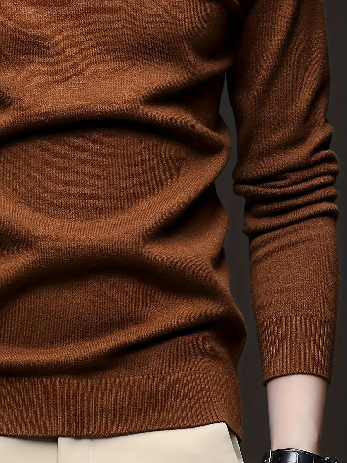 Men's Casual Solid Color Turtleneck Sweater .