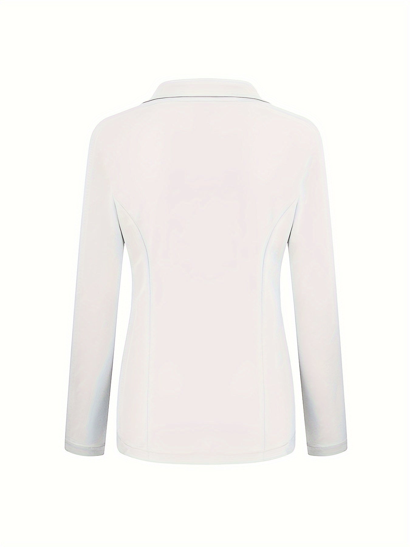 Solid Lapel Button Long Sleeve Blazer Jacket, Casual Loose .