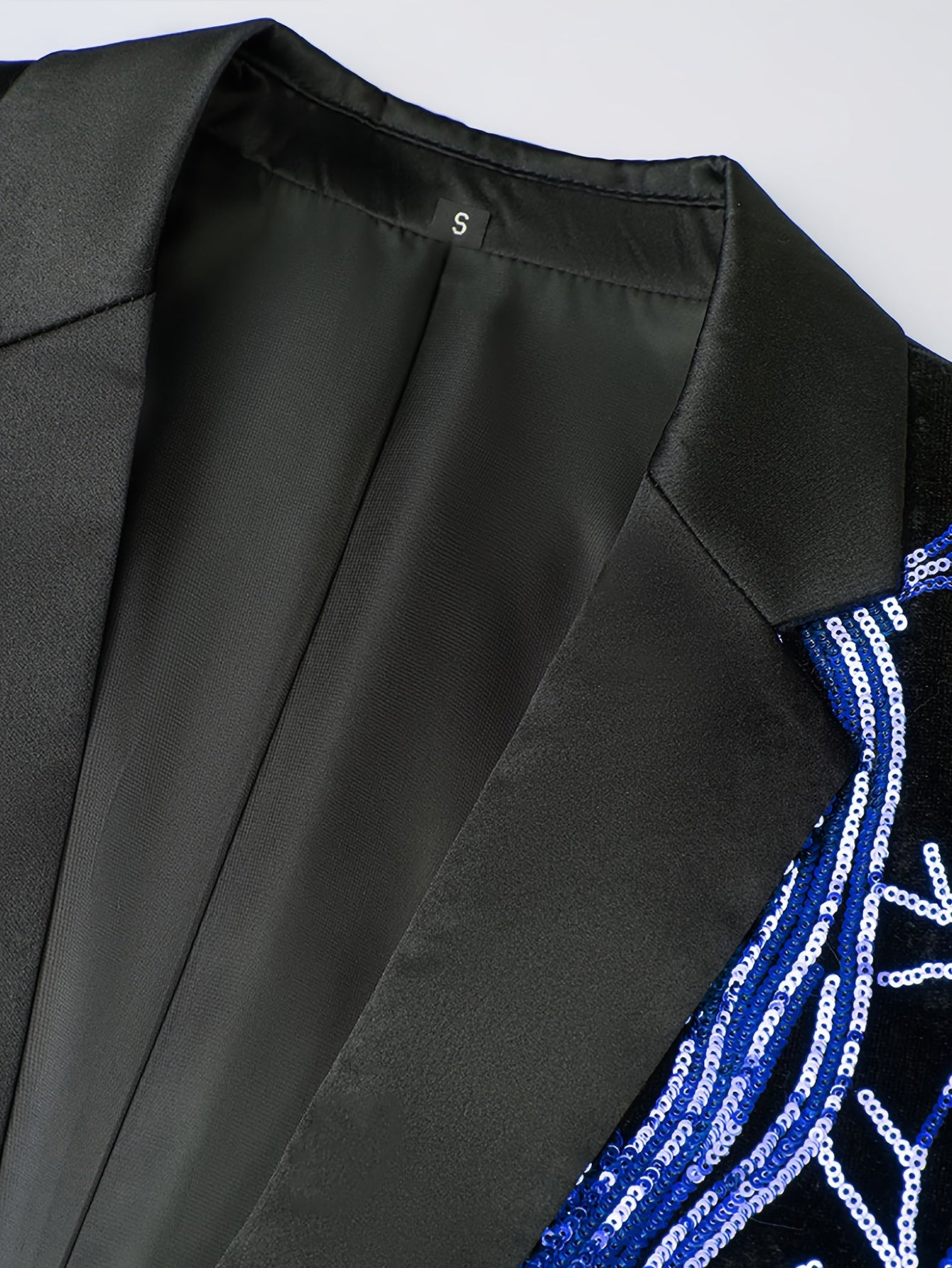 Shiny Sequins Blazer, Men's Semi-formal One Button Lapel Suit Jacket .