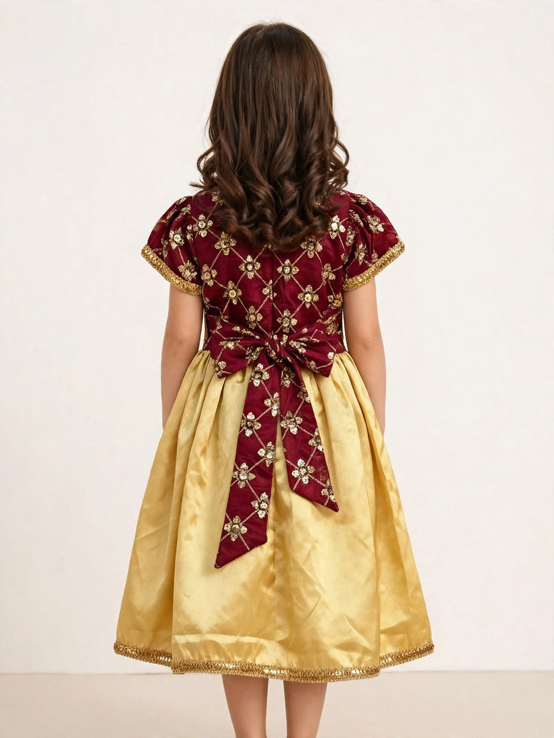 Omani Heritage Burgundy & Gold Toddler Dress - Festive Sequin Embroidery (Age 2 Years) 
Quantity 1pc
Size 2y