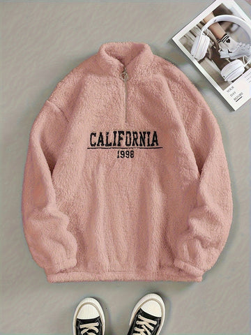 Cozy California Print Pullover Sweatshirt - Fashion Sweatshirts for Women with Long Sleeve Crew Neck Design, Soft and Casual Wear for Fall and Winter Seasons - Perfect for Everyday Lounging