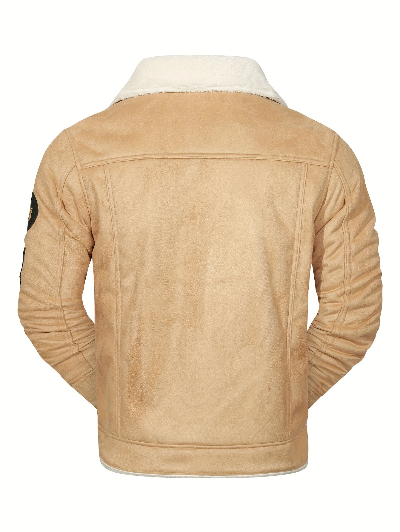 Men's Casual Polyester Jacket with Faux Lining, Solid Color,