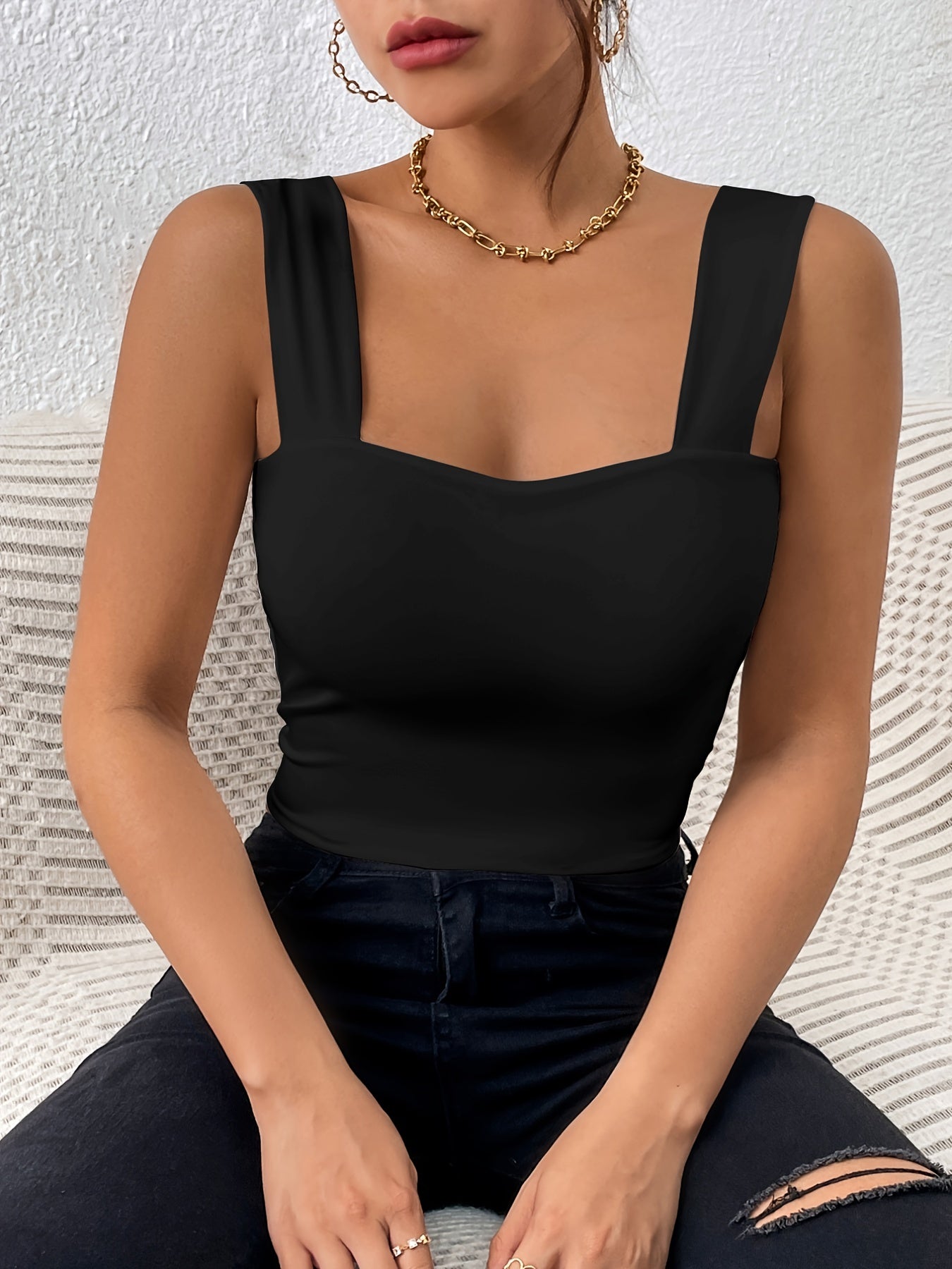 Women's Basic Solid Crop Tank Top,