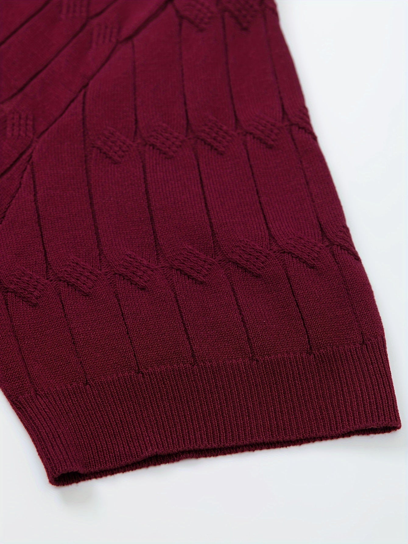 Chic Knit Shirt, Men's Casual Lapel Mid Stretch V-Neck Pullover Sweater
