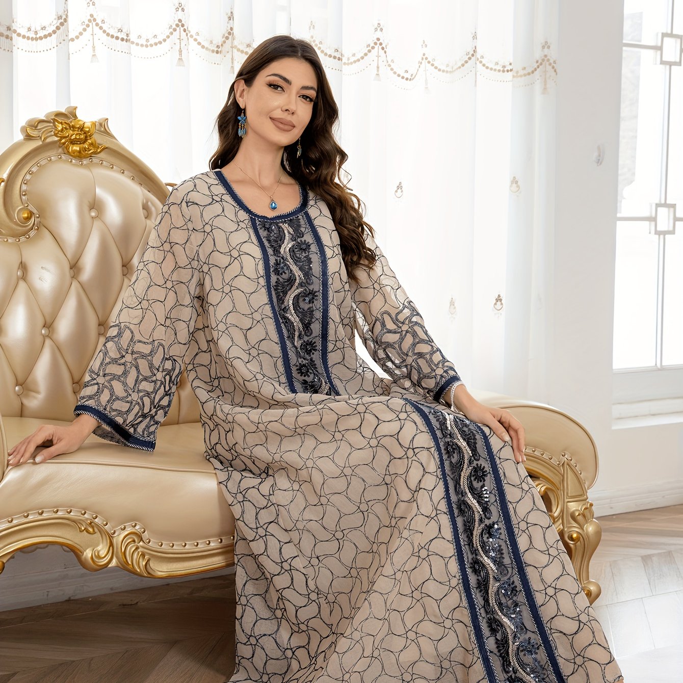 Elegant Middle Eastern Style Jalabiya Dress for Women -./MH