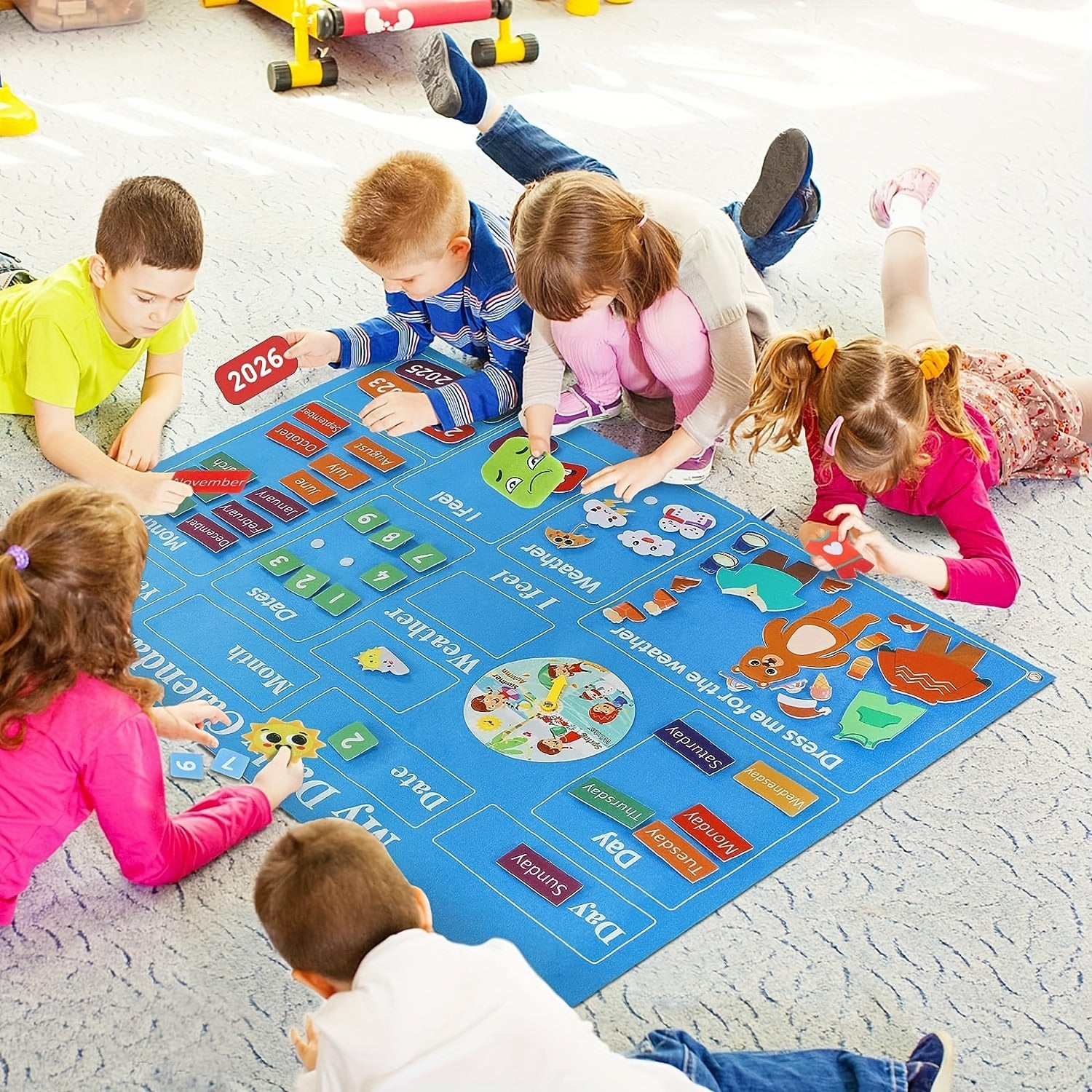 My First Daily Calendar - Preschool Classroom Essentials, Circle Time Learning Center, Week Chart For Children To Learn, Classroom Calendar For Kids Halloween Christmas Gift
