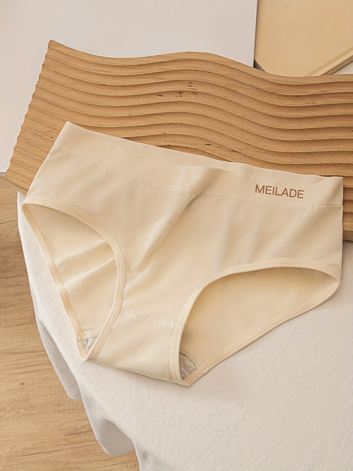 5pcs Seamless Panties Mid Waist Maillard Color Women'S Briefs Lifting High '/MH
