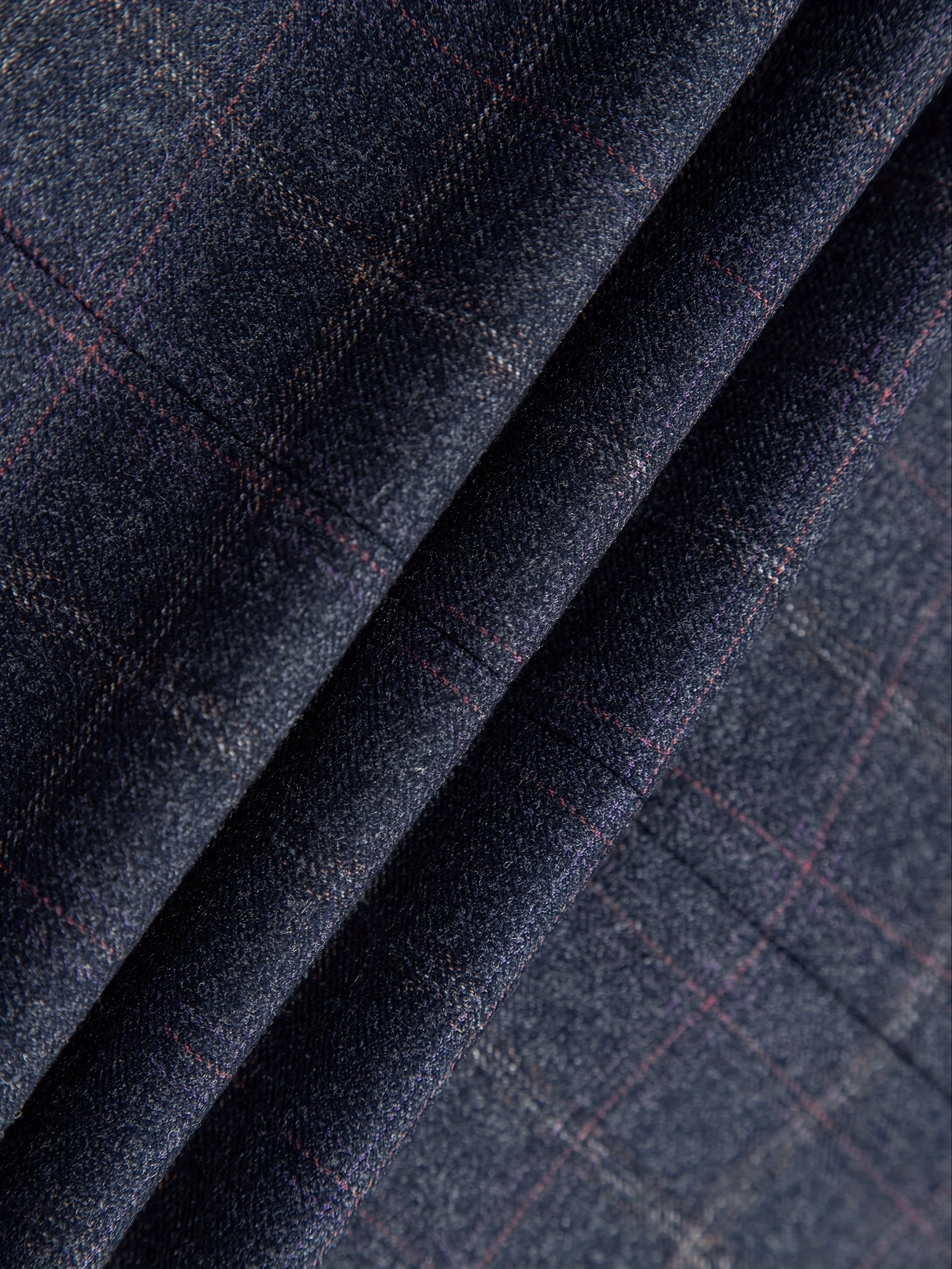 3pcs Men's Plaid Pattern Dress Suit Set, Notch Lapel Collar Blazer.