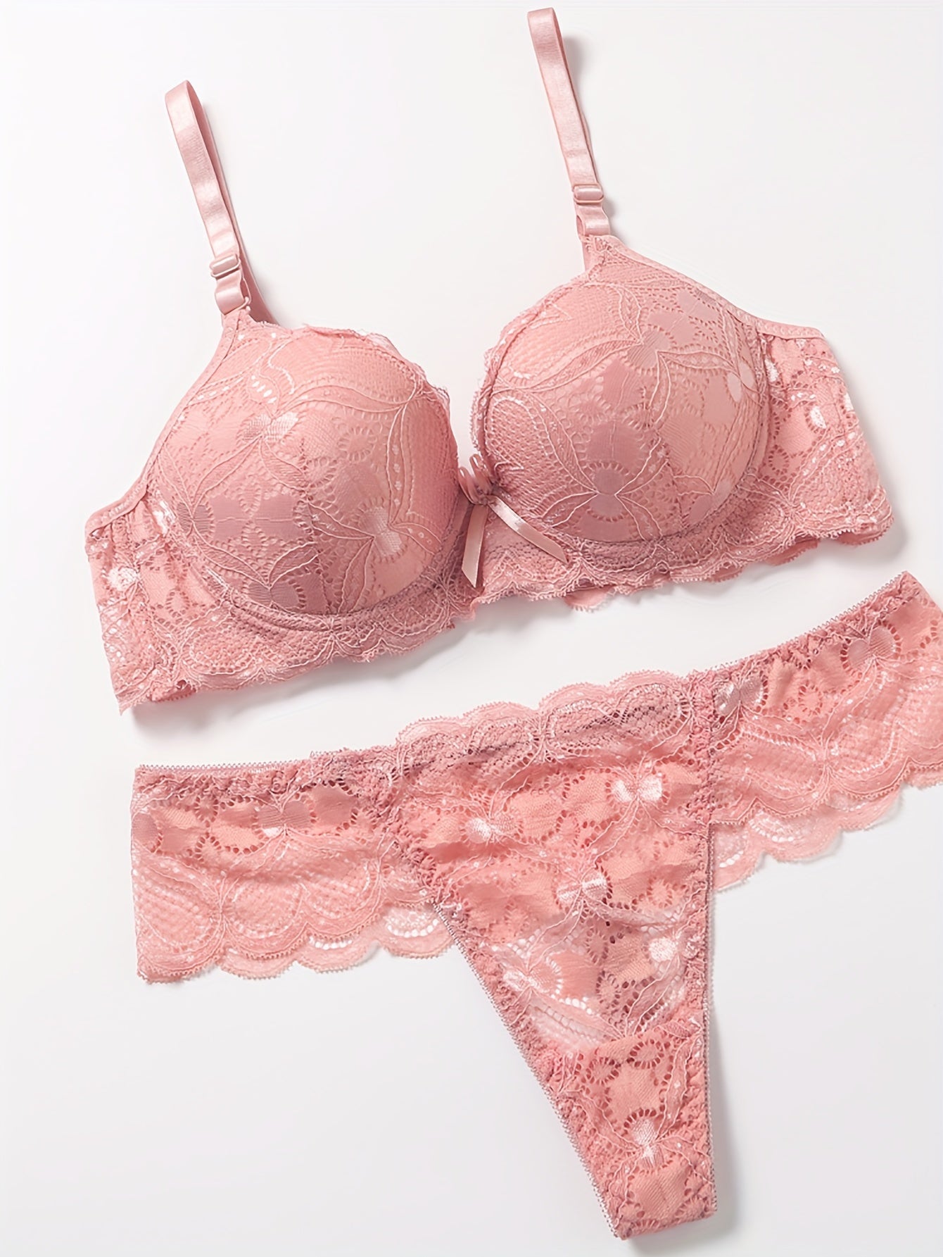 Solid Color Burgundy Red Lace Bra & Panty, Spaghetti Strap Elegant Bra '/MH