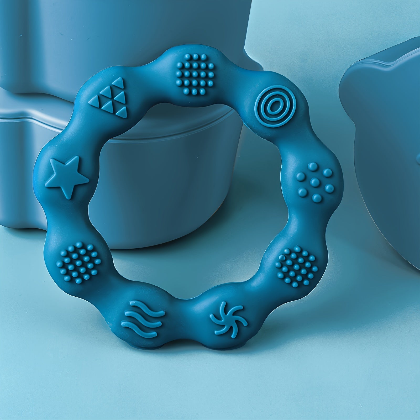 Silicone Teether, BPA Free, Lightweight, Soft And Textured Teething Ring, Christmas Halloween Thanksgiving Easter Gift