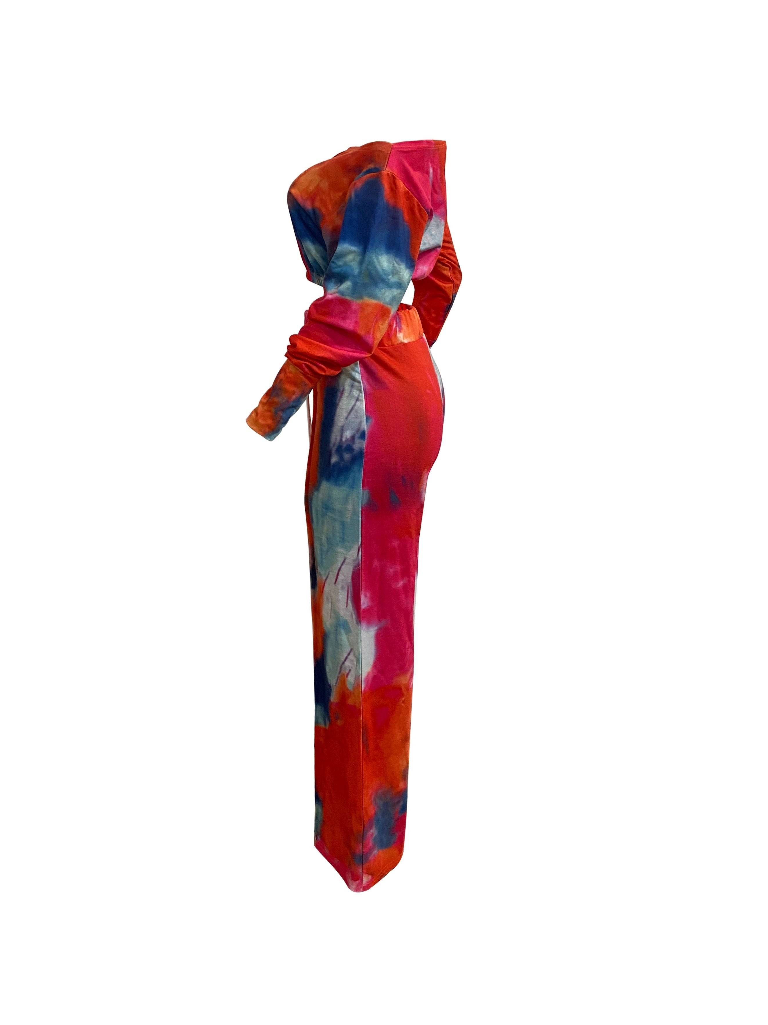 Casual Tie Dye Two-piece Set, Long Sleeve Crop Top & Drawstring Wide Leg Pants Outfits, Women's Clothing