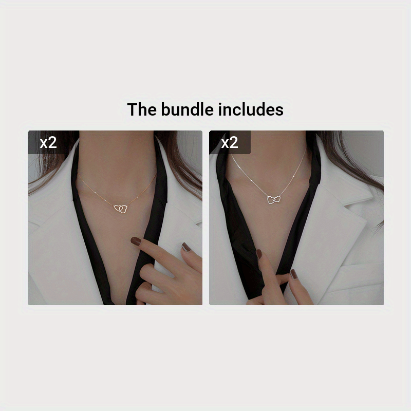 1pc, Double Peach Heart Necklace - Stylish Metal Alloy Jewelry for Women, Perfect for Mother's Day, Valentine's Day, and Birthdays - Clothing Accessory and Festival Gift
