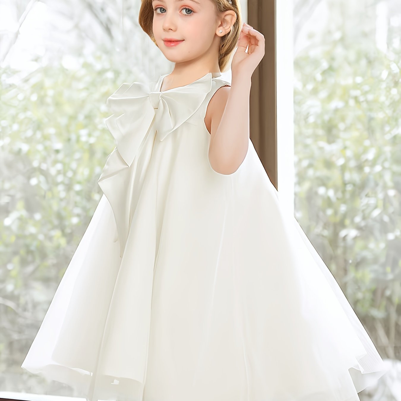 Girls Adorable Big Bow Princess Dress Birthday Party One Year Birthday Gift For Kids