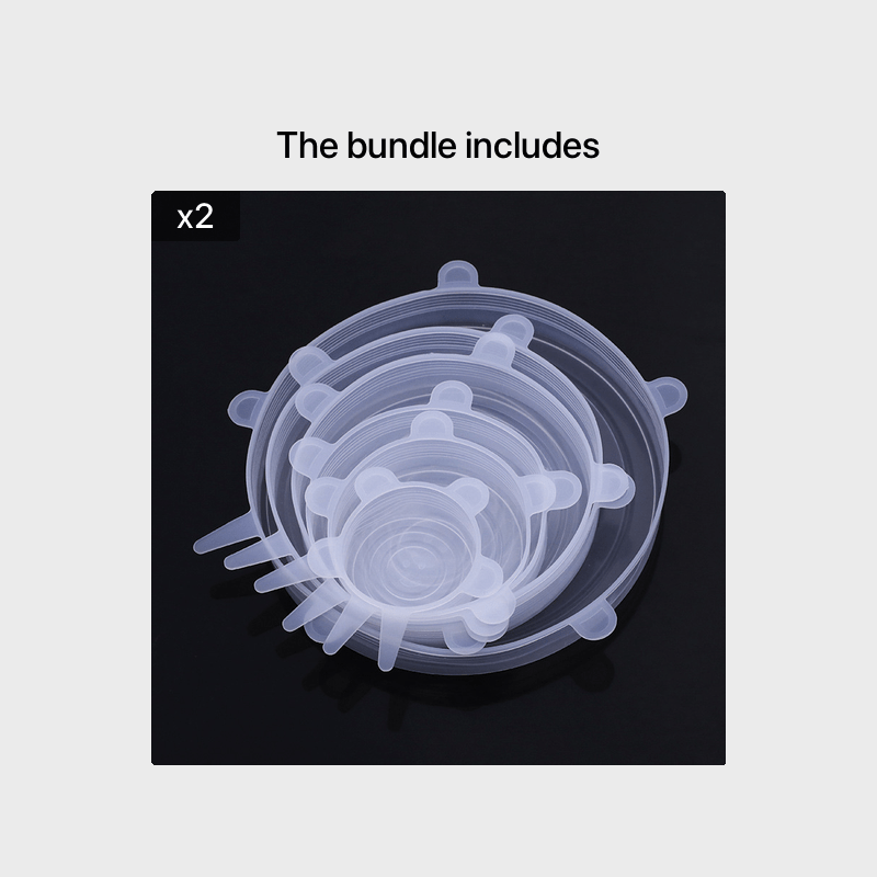 6 Silicone Stretch Lids, Reusable Durable Food Storage Covers for Bowls,