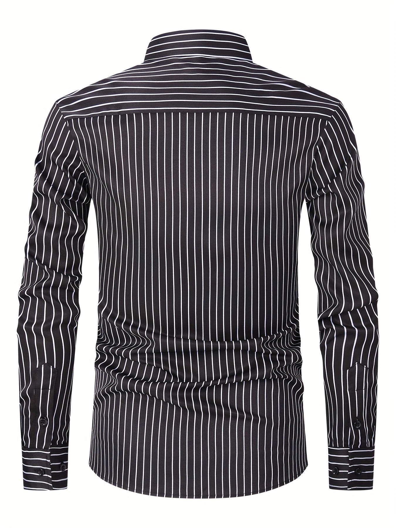 Men's Striped Lapel Collar Design Dress Shirts,