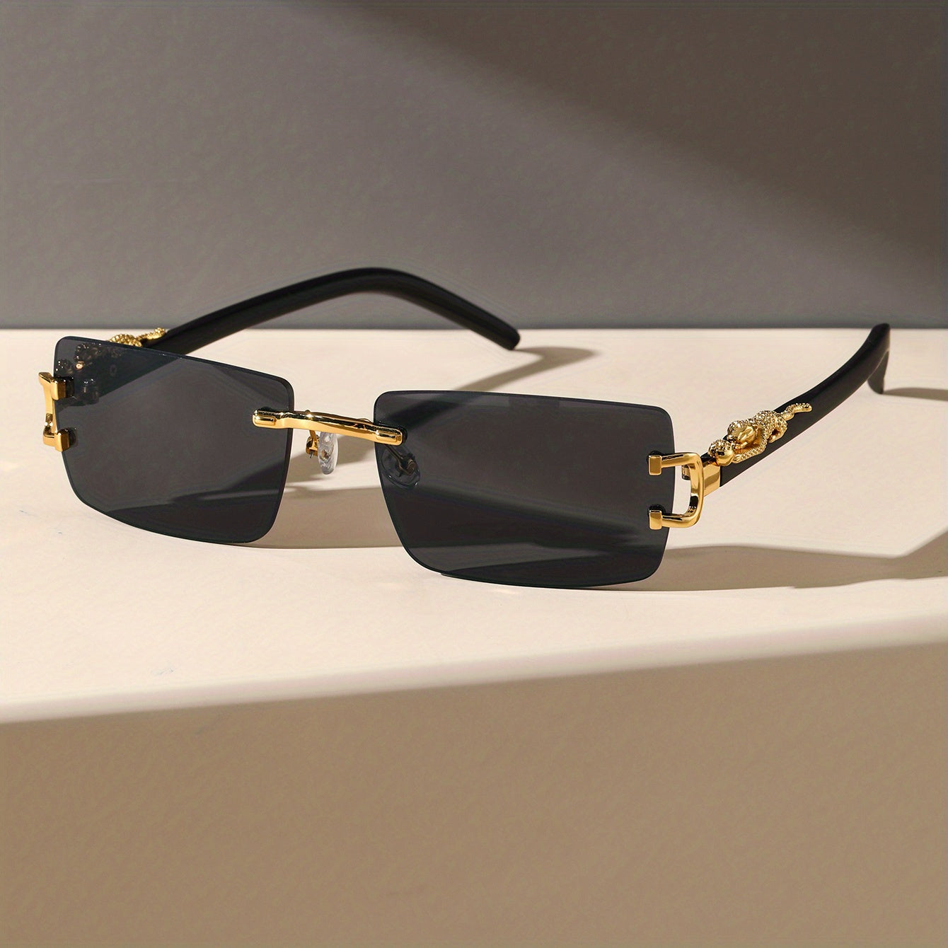 Cheetah Leopard Rectangle For Women Men Rimless Animal Charm