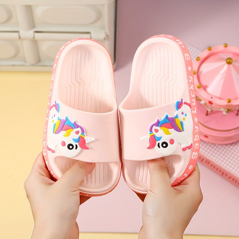 PEYOUR Kids' Cute Fashion Minimalist Cartoon Unicorn PVC Slippers