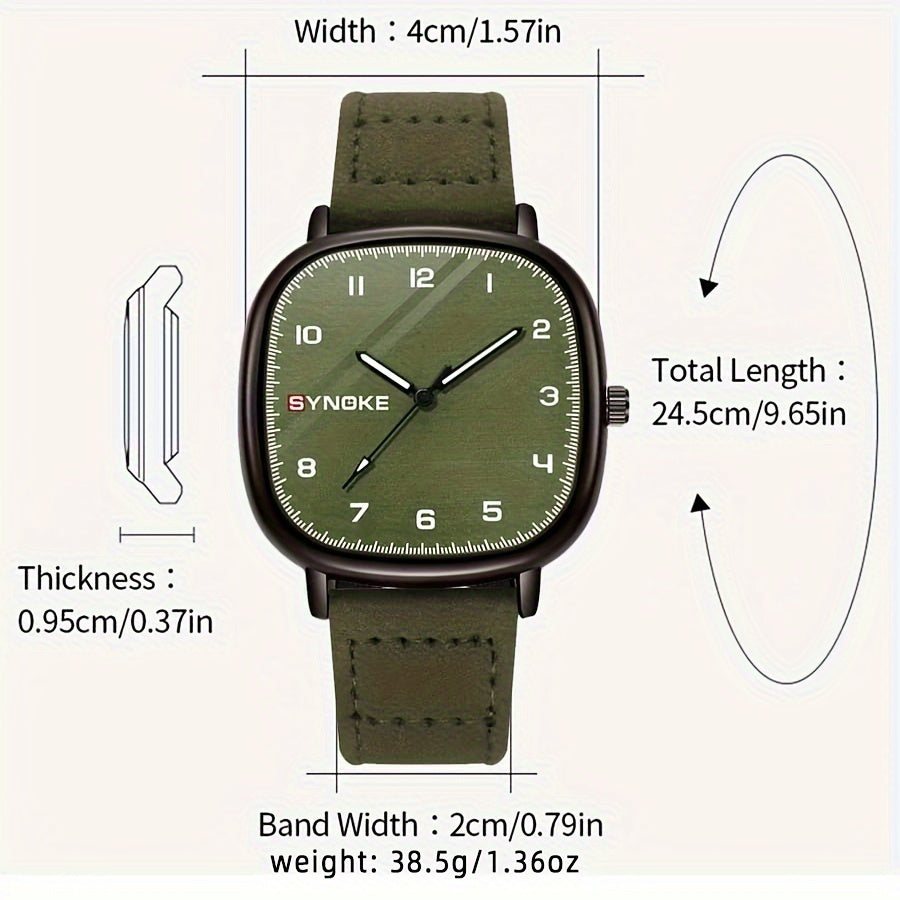 Rugged Vintage Army Green Mens Quartz Watch - Stylish Sports Timepiece with Durable Quartz Movement - Perfect Everyday Accessory and Thoughtful Gift for Special Occasions