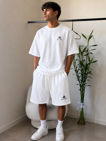 Men’s Premium Oversized T-Shirt & Shorts Co-ord Set | Casual Streetwear | Embroidered Logo | 6 Colors | M–XXL | MH
