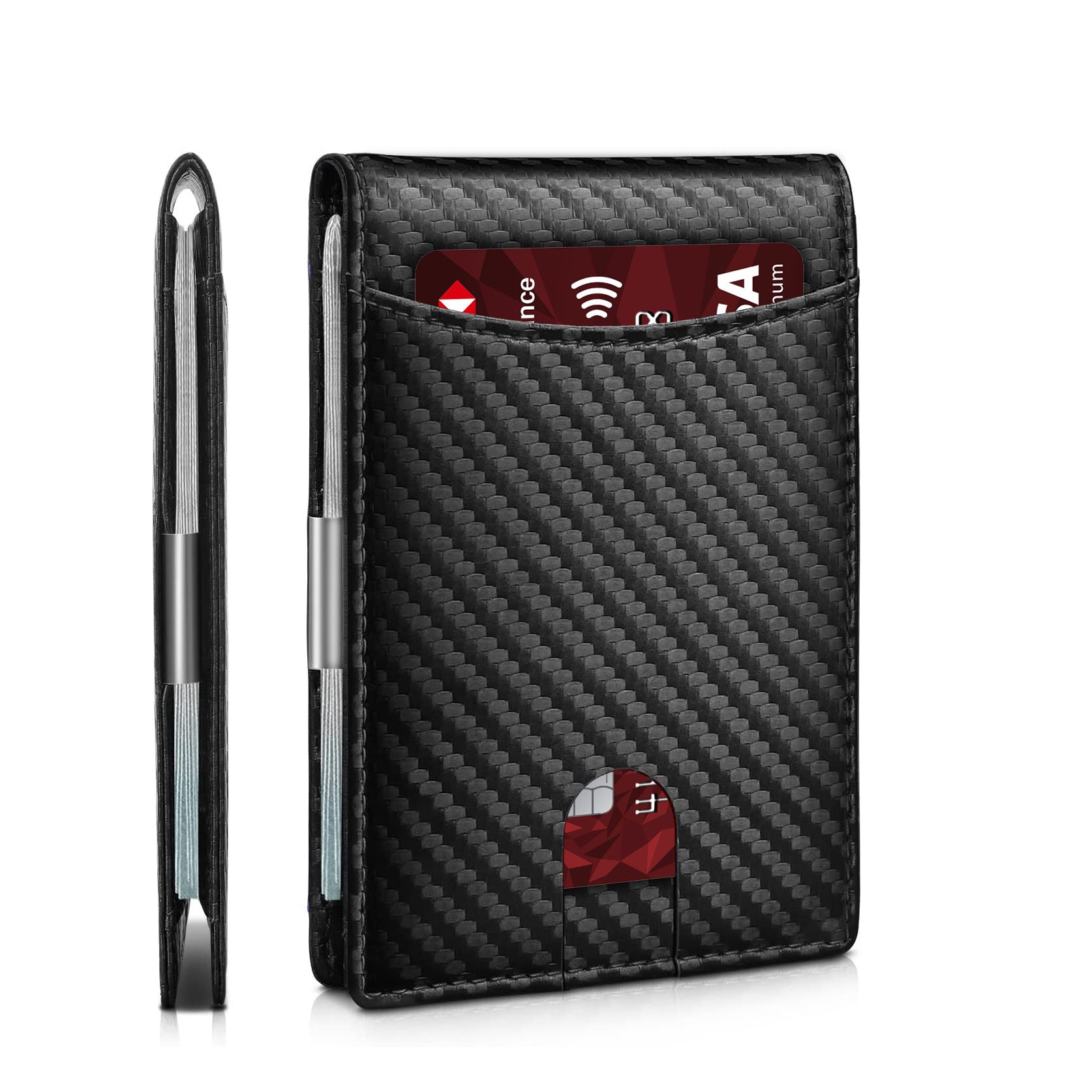 1pc Men's 10 Card Slots Holder, Slim Wallet With Money Clip, RFID Blocking Bifold Minimalist Credit Card Holder For Men, Ideal Gift For Men