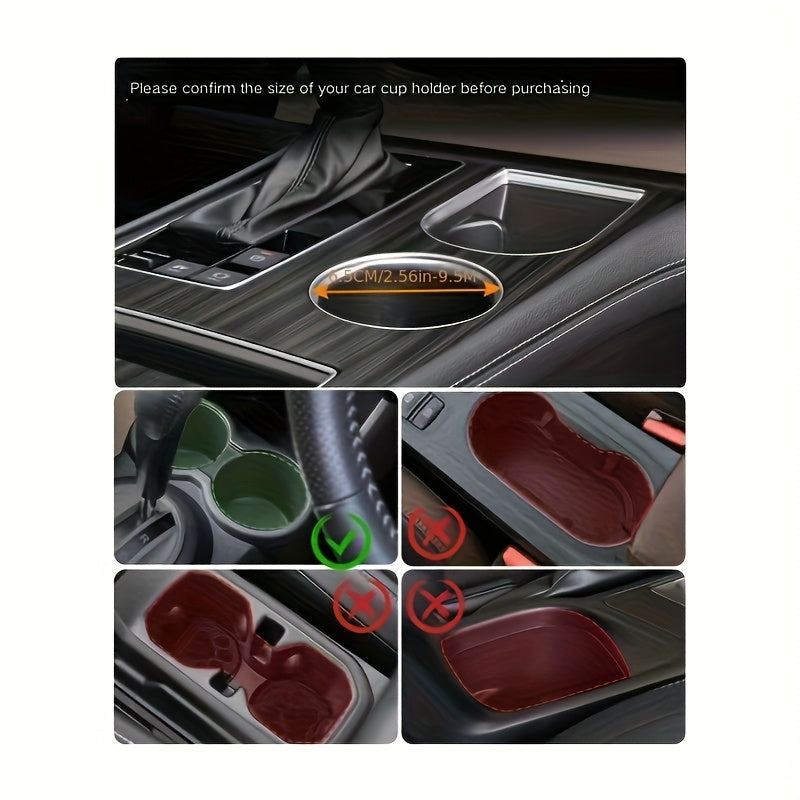 Multifunctional Car Cup Holder Tray with Dual Slots & Storage Compartments