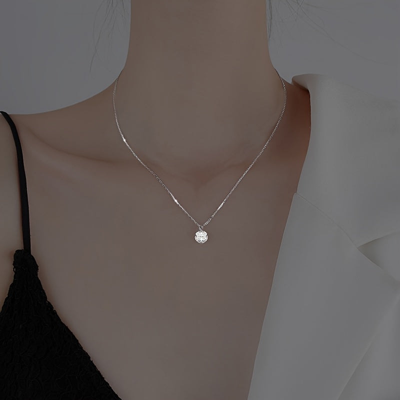 Round Shape Zircon Necklace Female 14K Plated Clavicle Chain Neck Chain Jewelry Gift