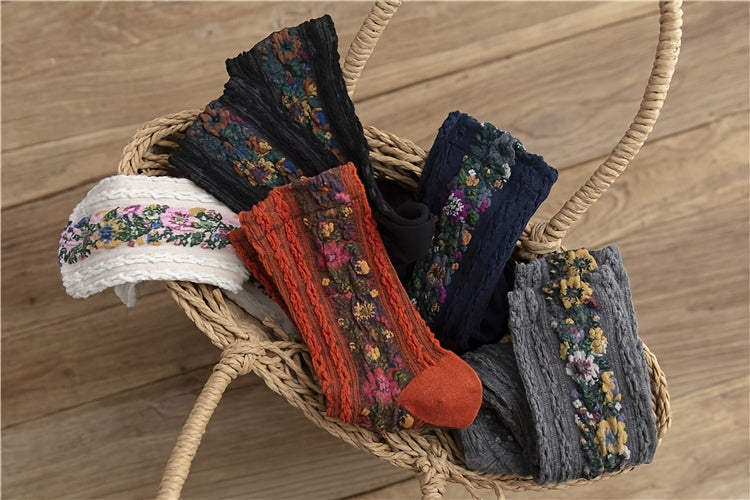 Palace Style Retro Floral Socks for Women,/MH