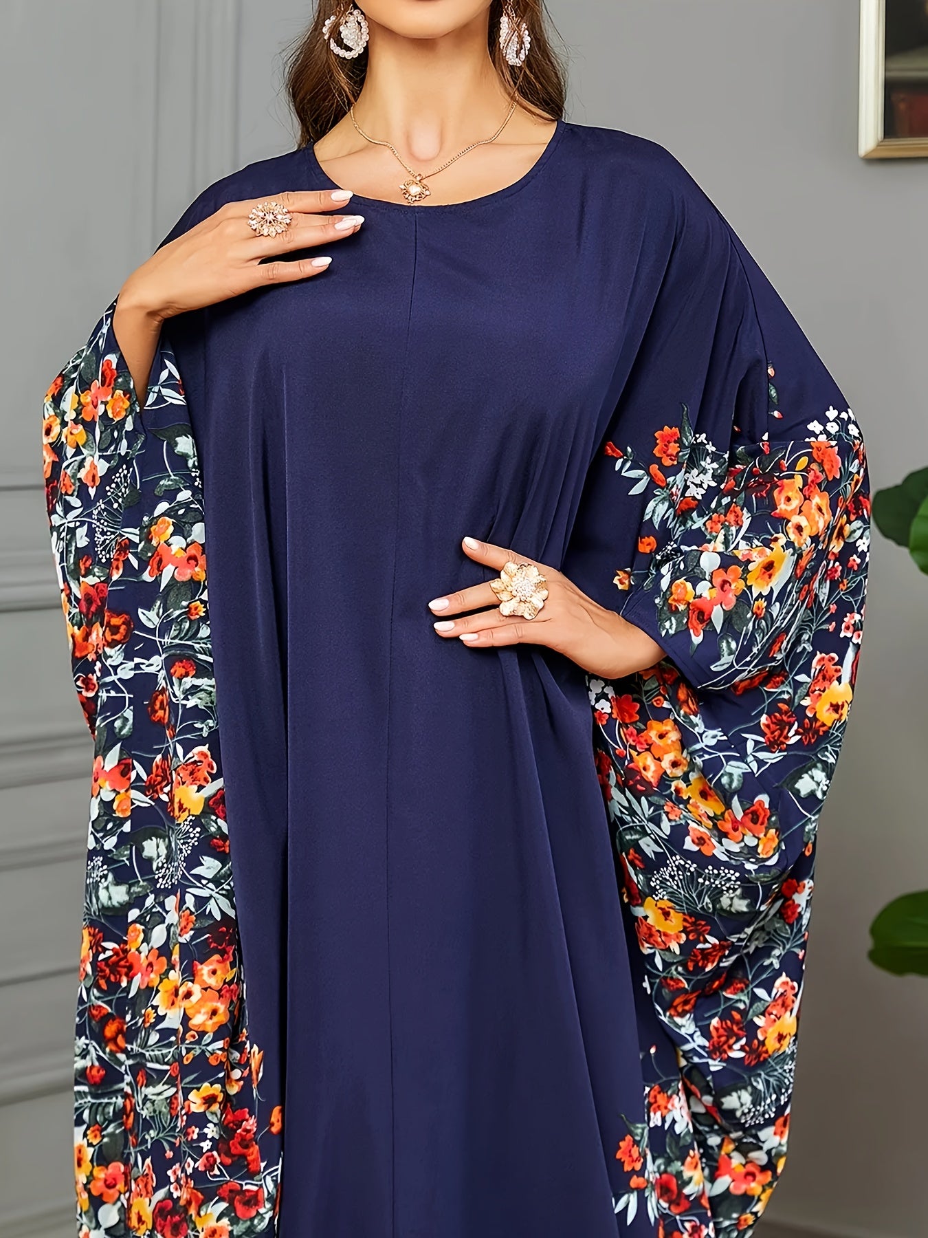 [Elegant | Floral Print] Long Sleeveless Elegant Floral Print Abaya ./MH