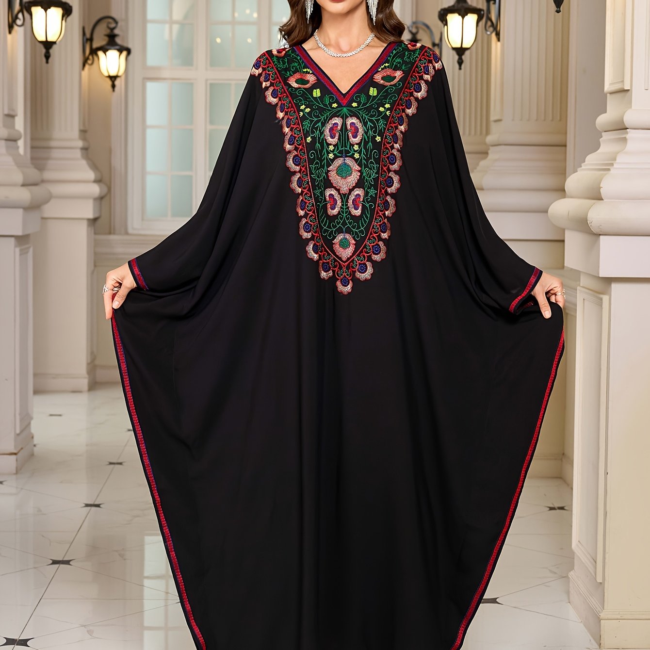 EDOLYNSA Women's Maxi Kaftan - Long Sleeve ./MH
